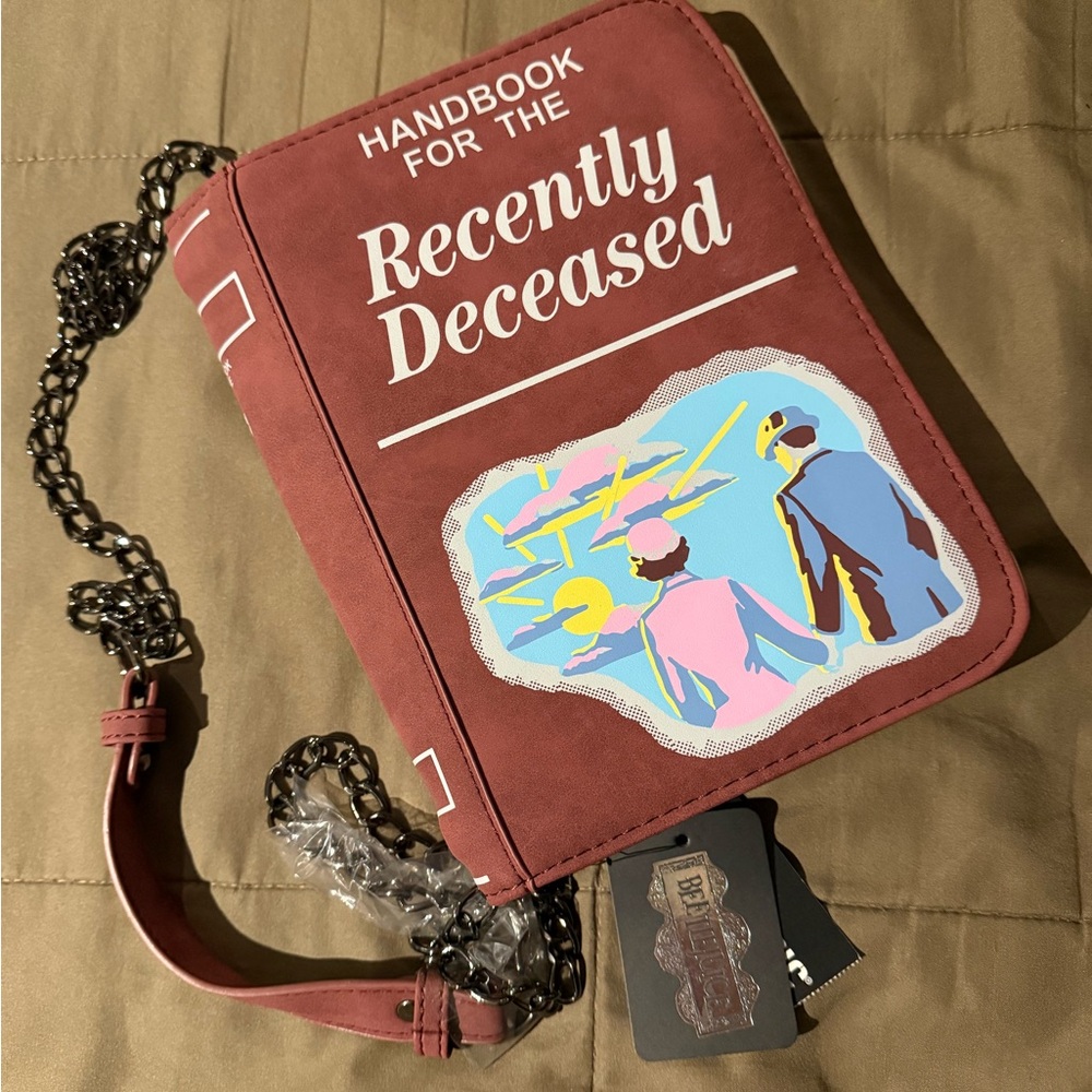 Beetle juice recently deceased book bag new